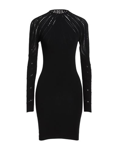 Woman Mini dress Black Size L Virgin Wool, Polyamide, Elastane