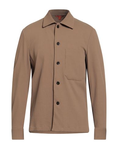 Man Shirt Khaki Size 38 Wool, Polyamide, Elastane