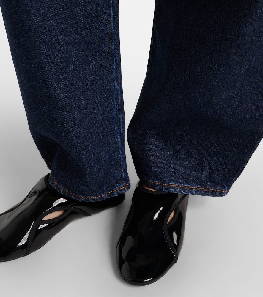 Alaïa Criss Cross leather-trimmed ballet flats