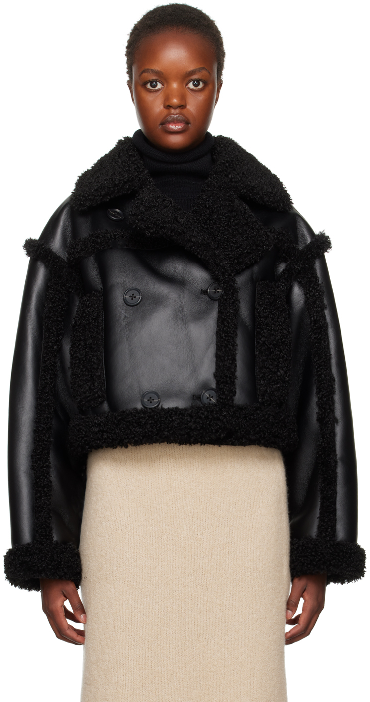 Stand Studio Black Kristy Faux-Shearling Jacket