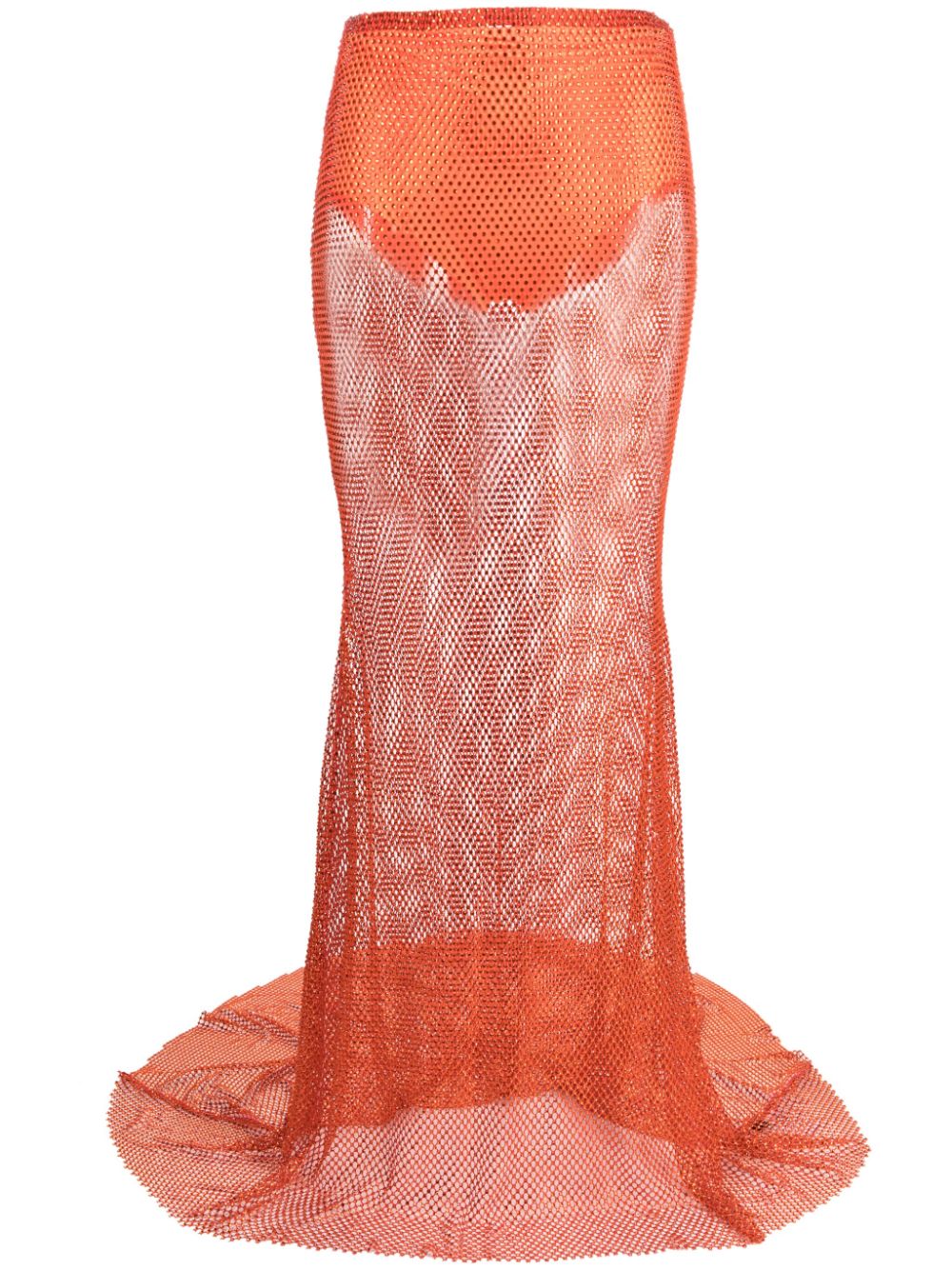 Rhinestone-mesh maxi skirt - Black