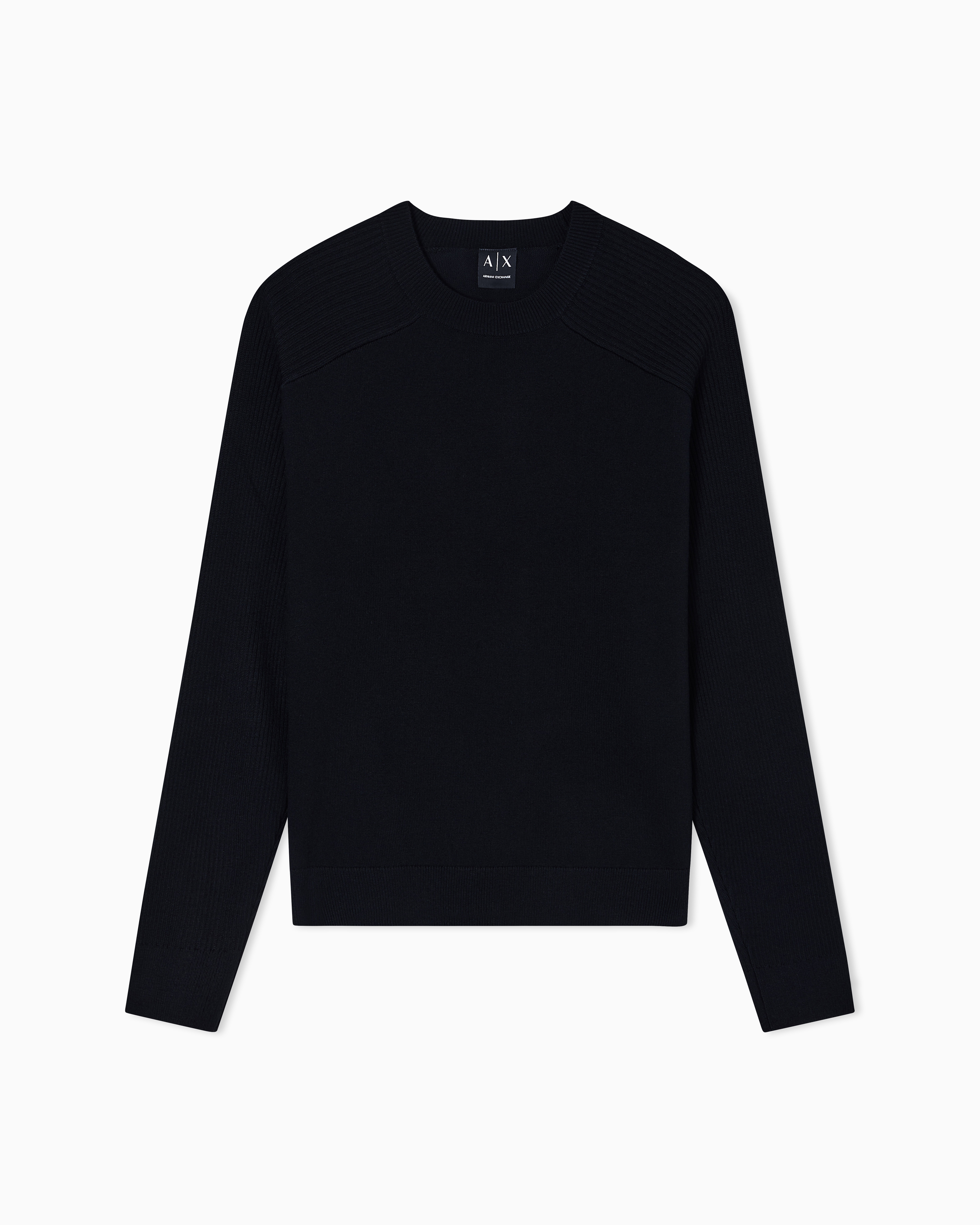 Crew neck sweater with shoulder detail