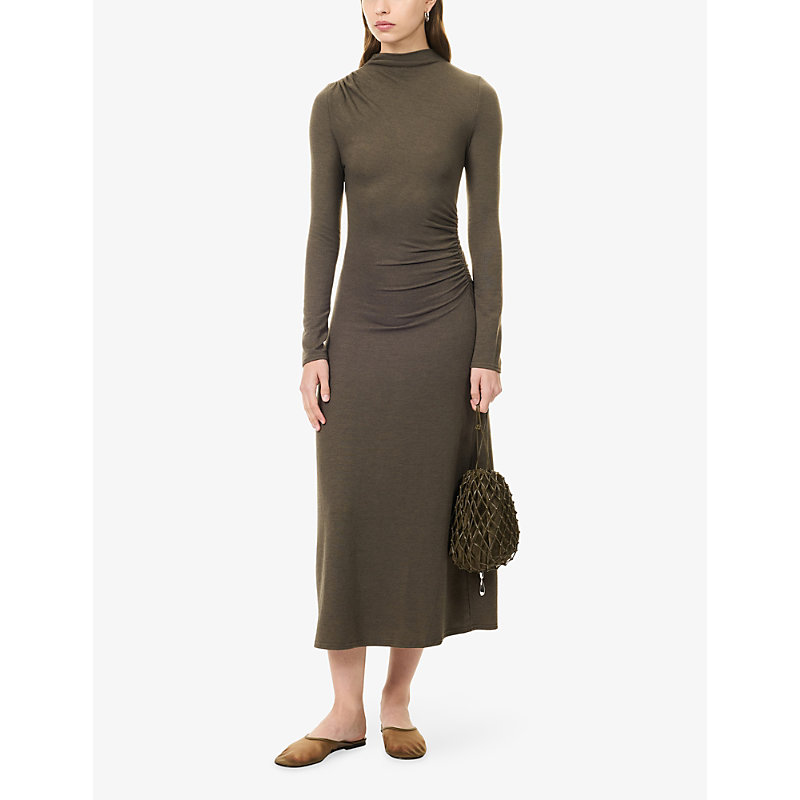 Womens Margaret Draped-Panel Jersey Midi Dress