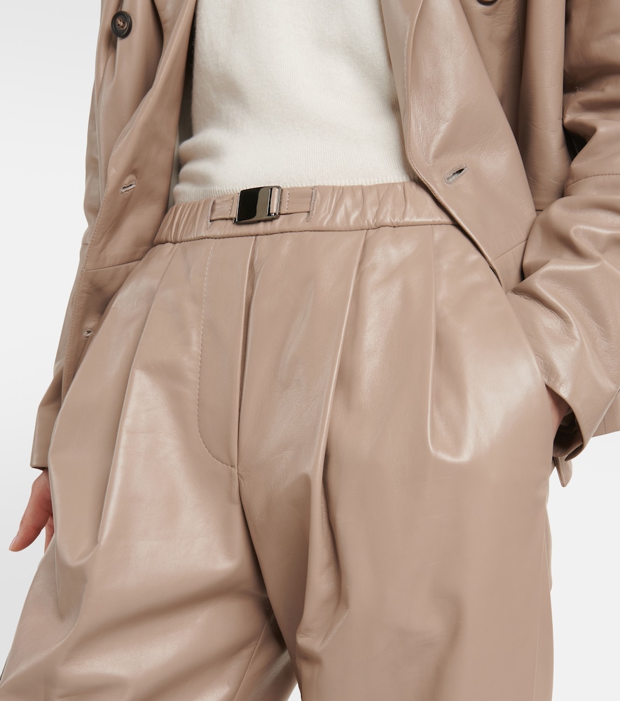Mid-rise leather pants