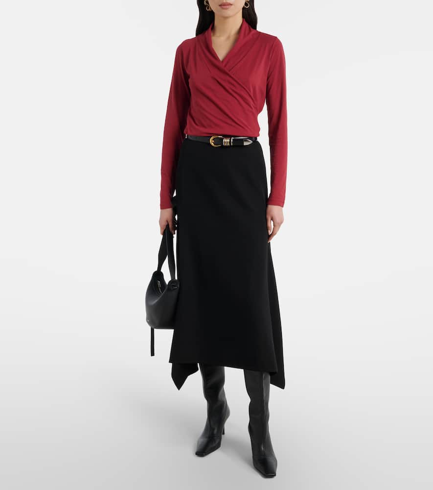 Meri cotton-blend jersey wrap top