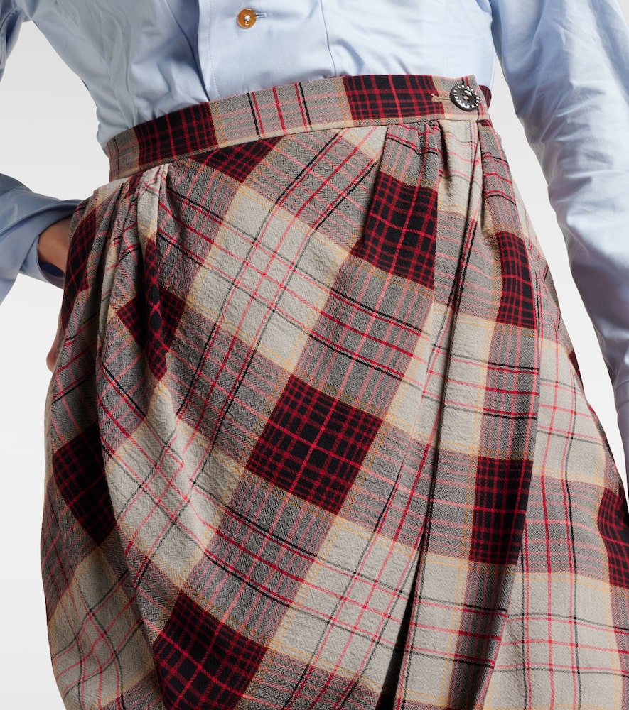 Drunken Drape checked midi skirt