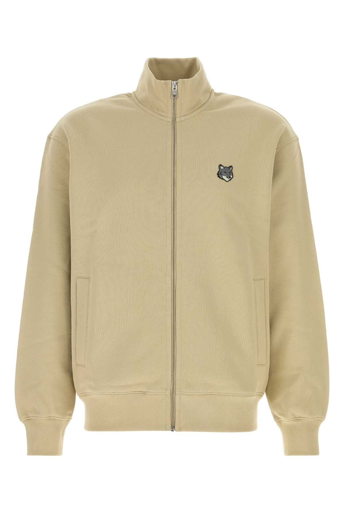 Embroidered Logo Organic Cotton Sweatshirt — Beige