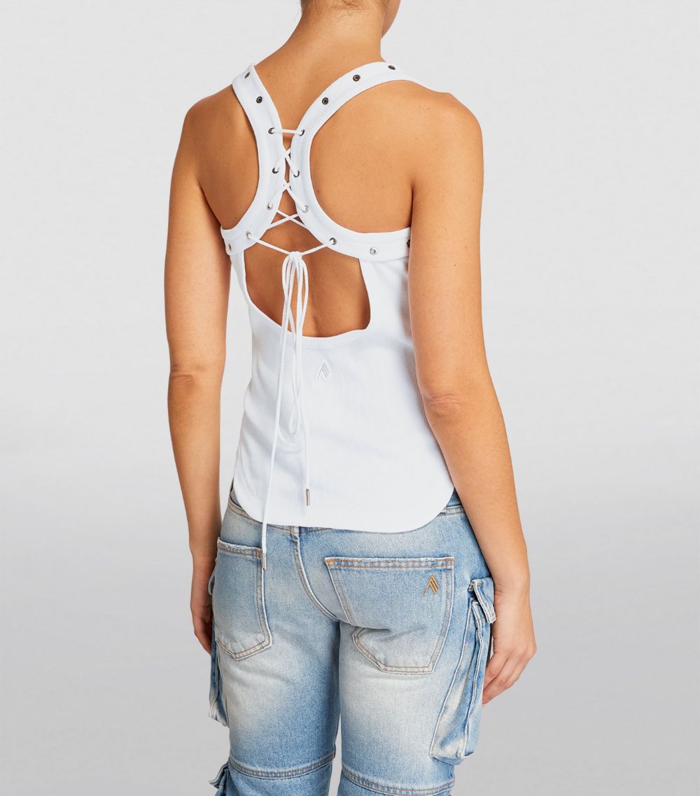 Cotton Studded-Strap Tank Top