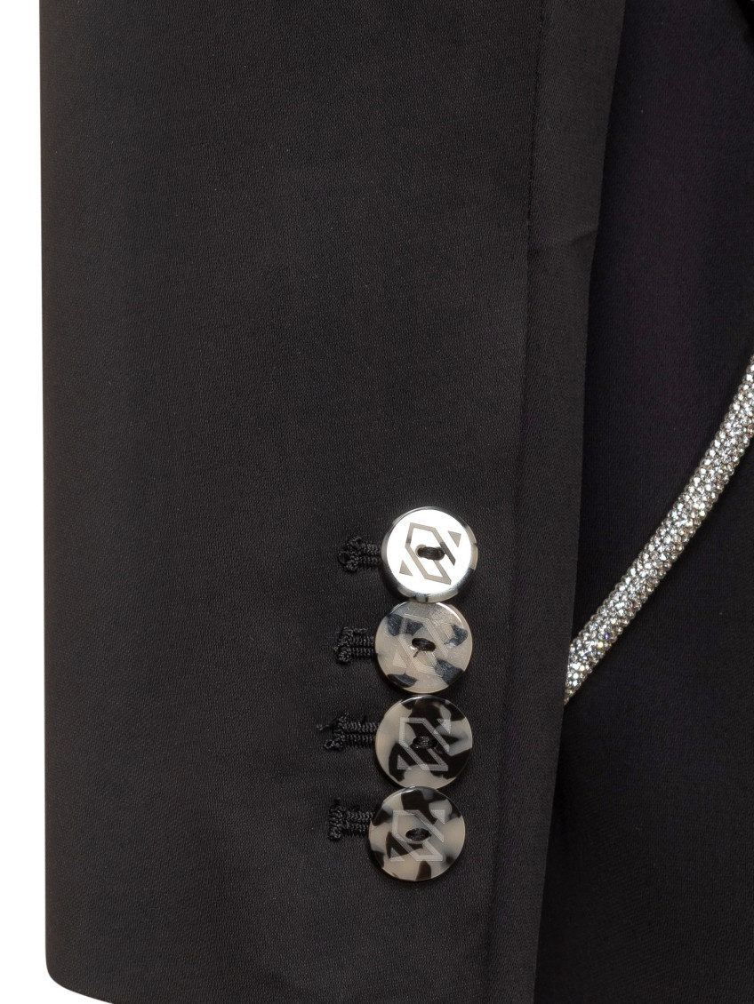 Black Embellished Notched Lapel Blazer