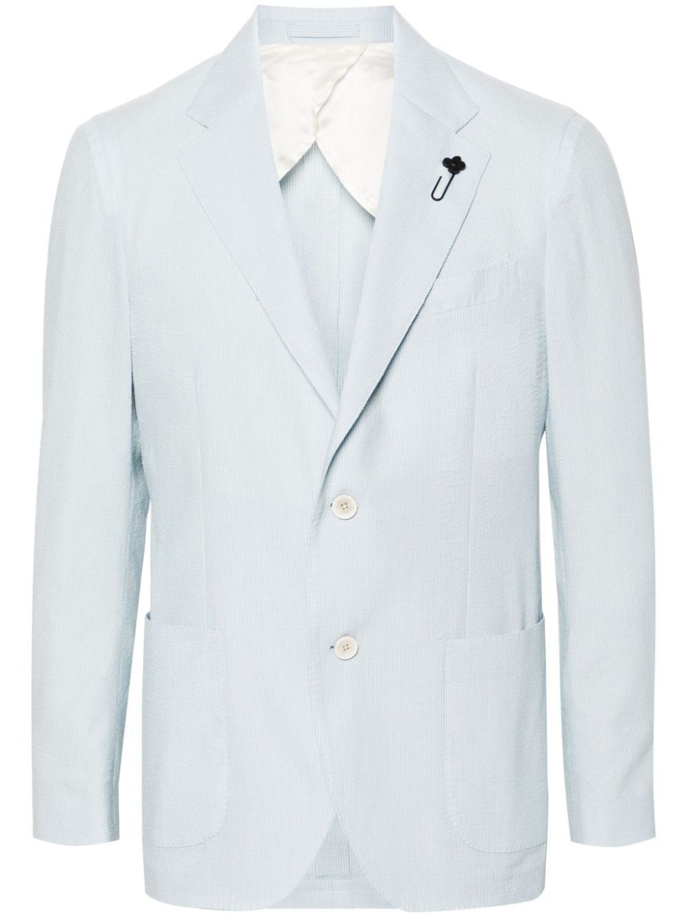 Striped single-breasted blazer - Blue
