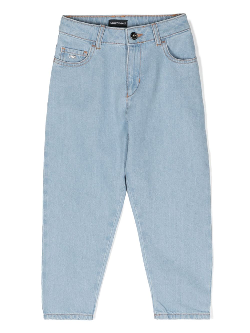 Logo-plaque tapered-leg jeans - Blue
