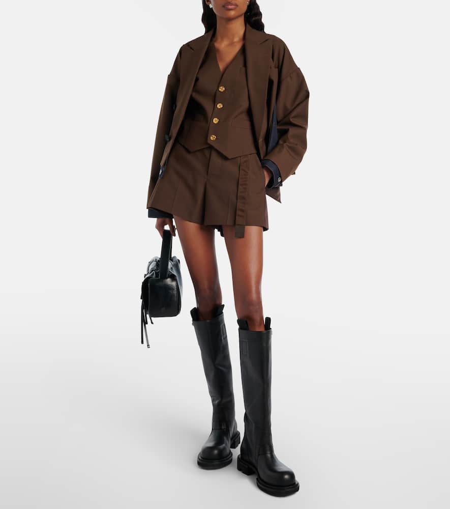 Belted satin-trimmed shorts