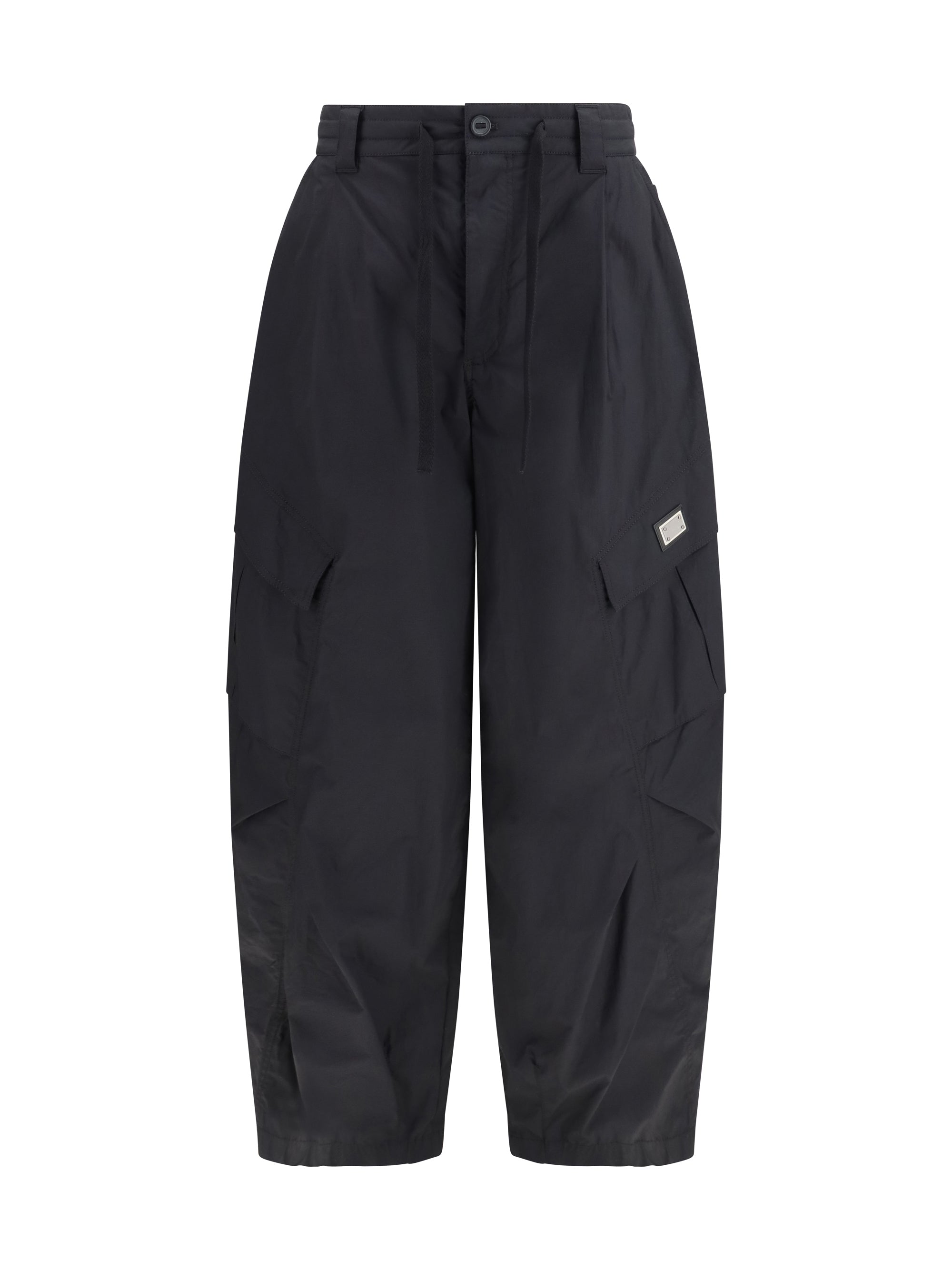 Cotton Gabardine Cargo Pants — Black