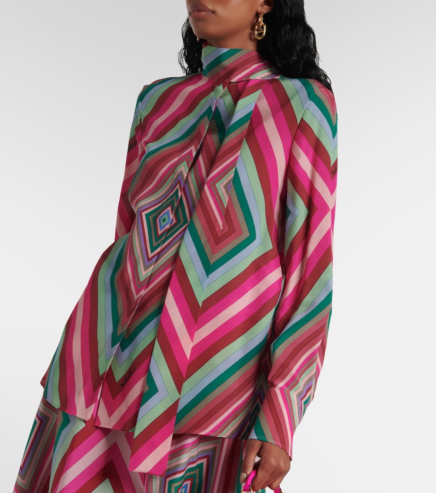 Tie-neck silk crêpe de chine shirt