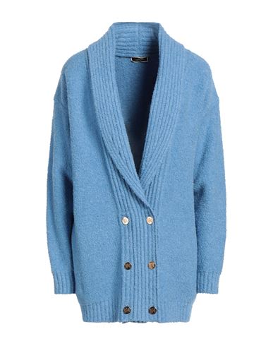 Elisabetta Franchi Woman Cardigan Azure Size 8 Cotton, Polyamide, Elastane