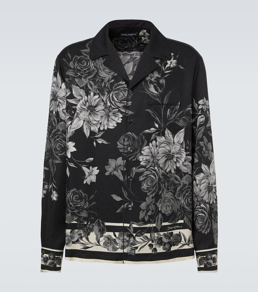 Floral polka-dot silk shirt