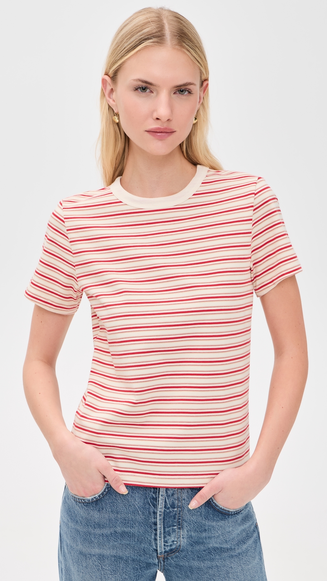 Alba Tee White Red Stripe