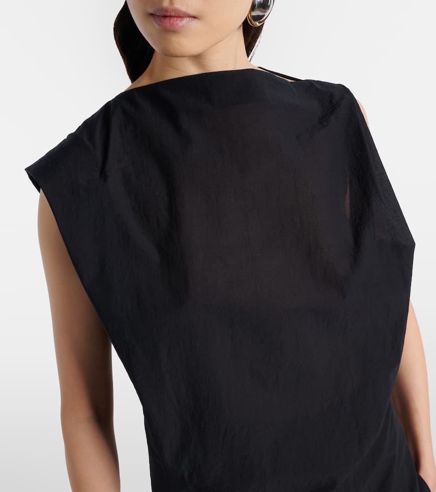 Drap cotton-blend poplin midi dress