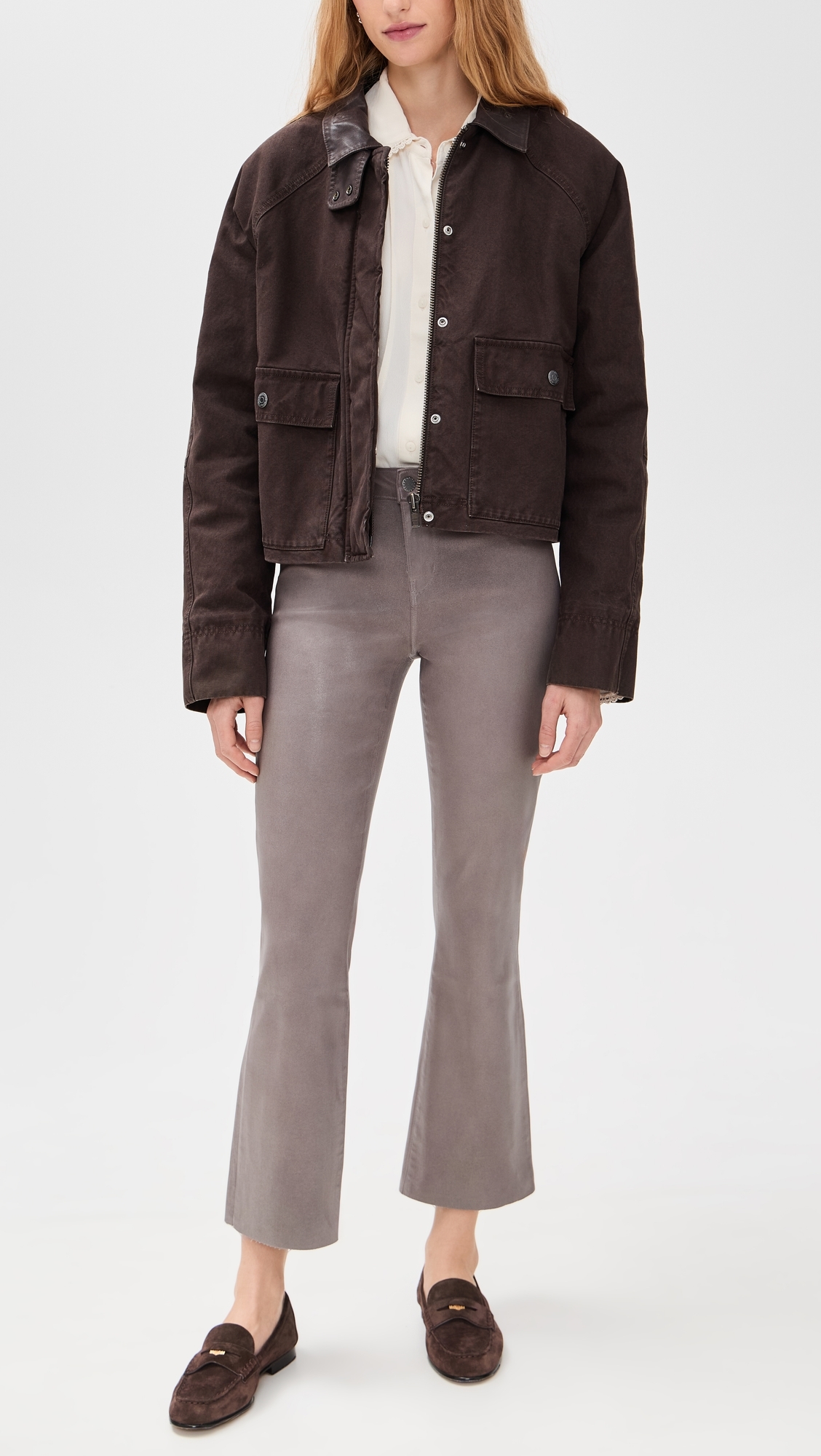 Kendra Crop Flare Jeans Driftwood Coated