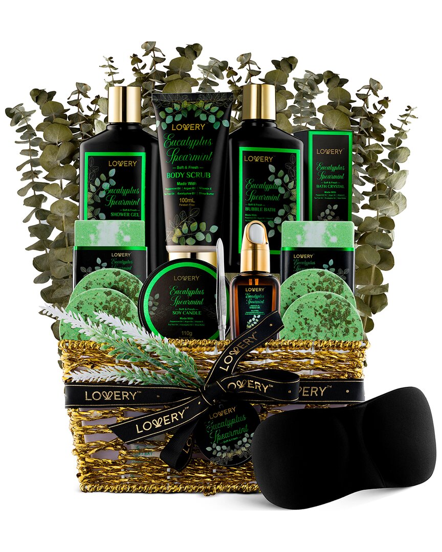 Eucalyptus Spearmint Bath Set, 17pc Gift Basket with Natural Mint Scent