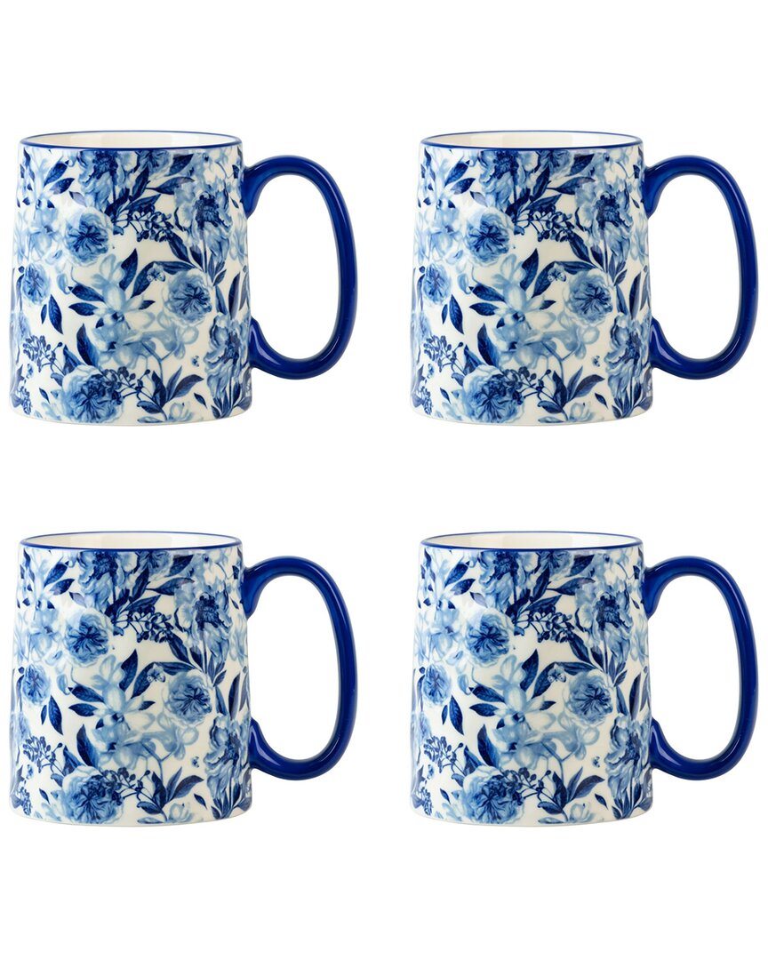 Set Of 4 Bella White Peonies Mugs