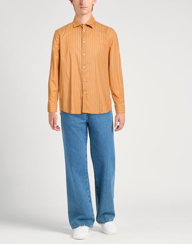 Man Shirt Orange Size 15 ½ Linen, Cotton