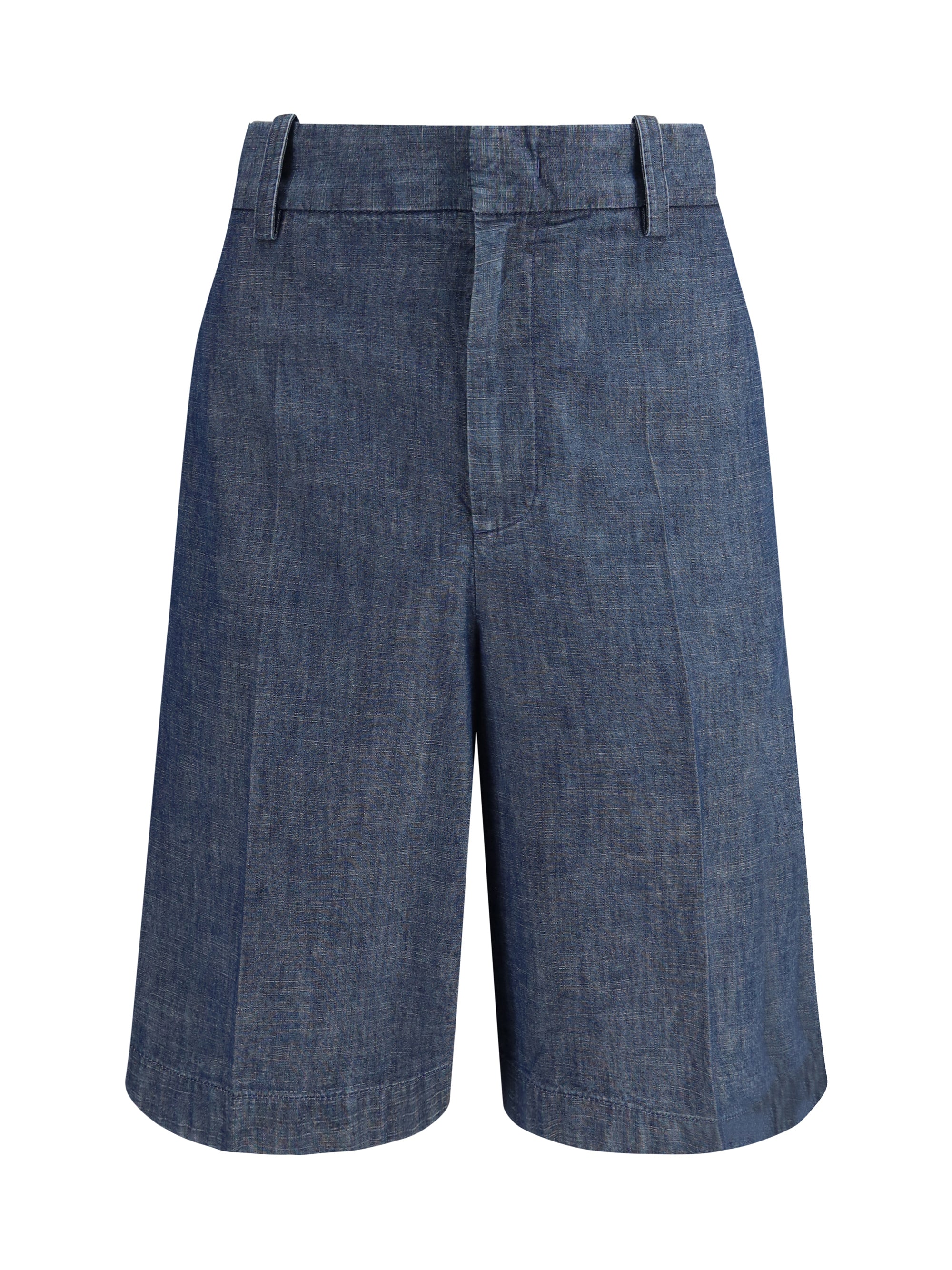 Cotton Bermuda Shorts — Indigo