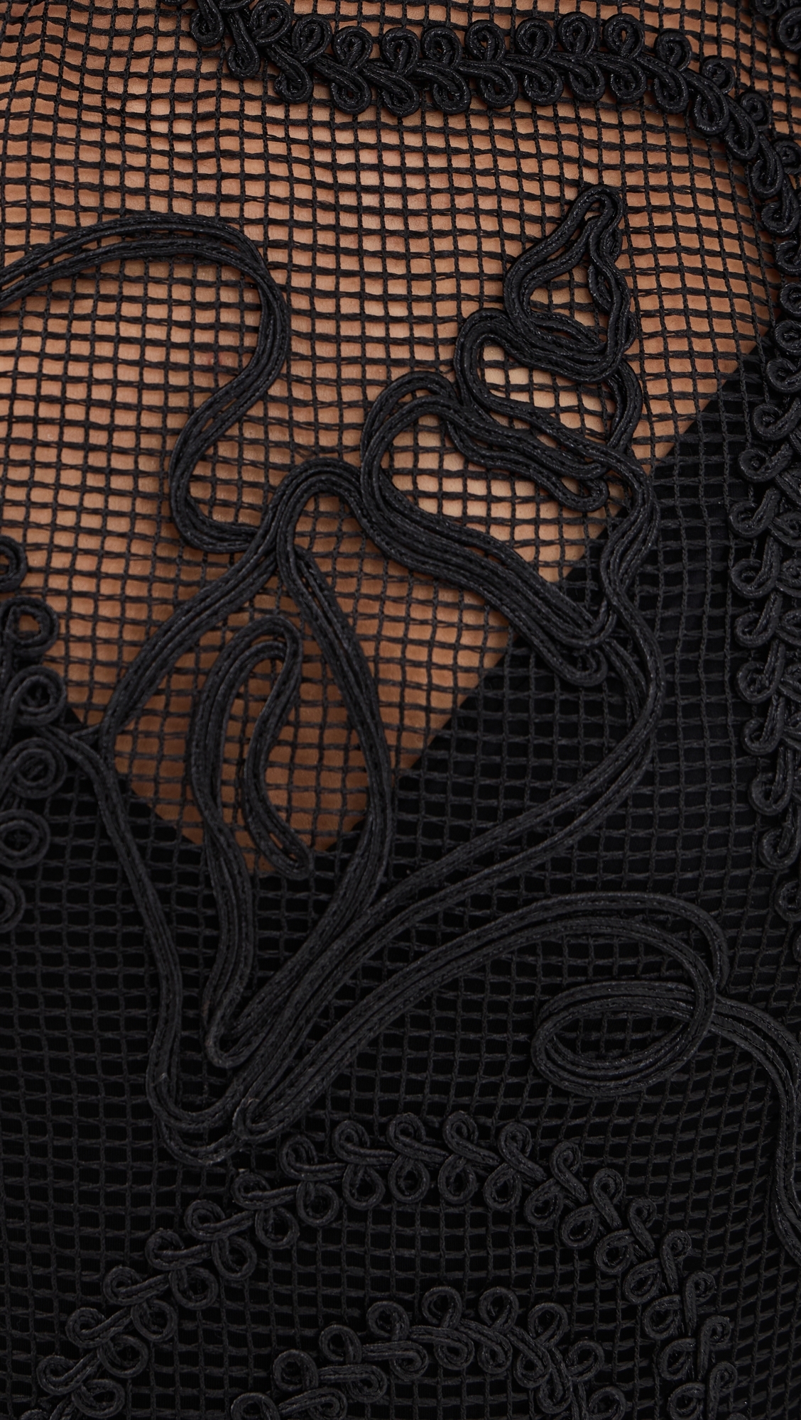 Embroidered Net Boxy Mini Dress Black