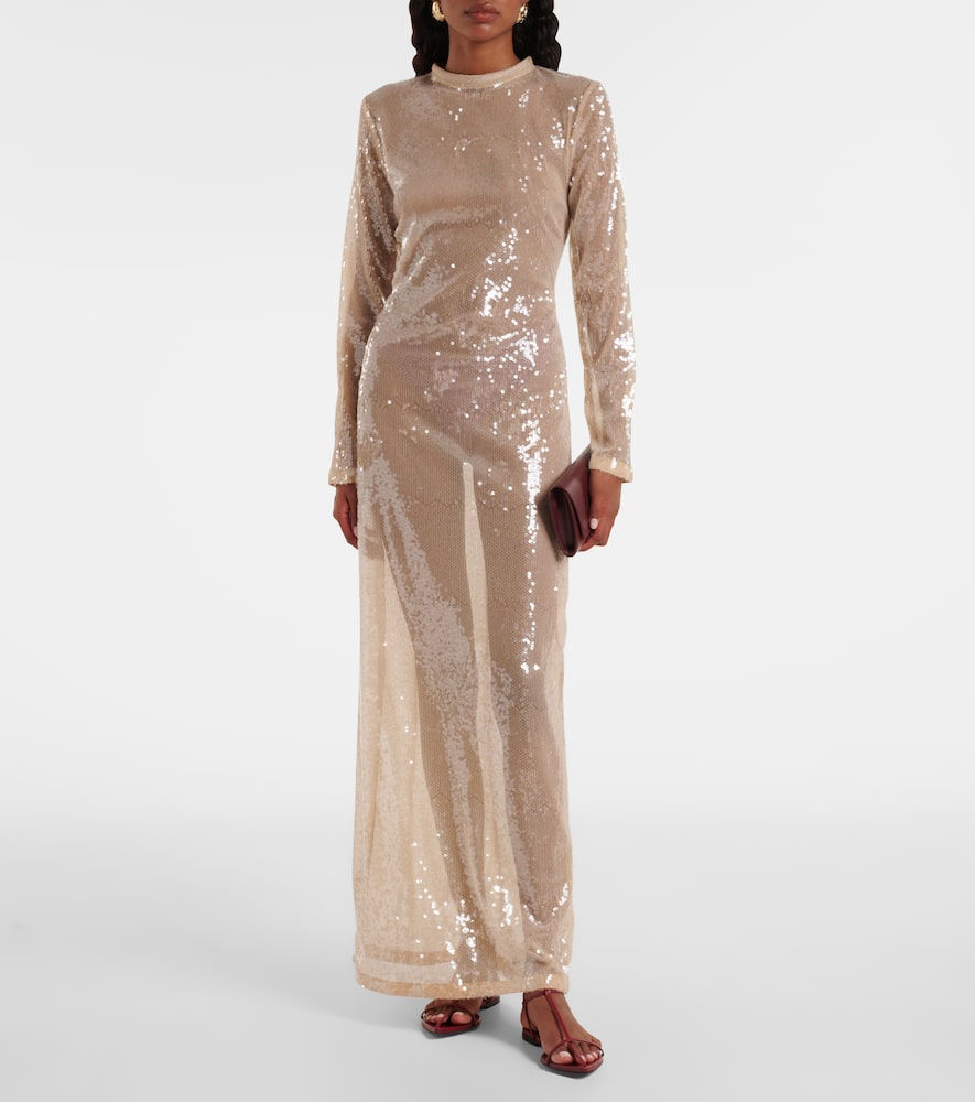 Sequined sheer maxi dress