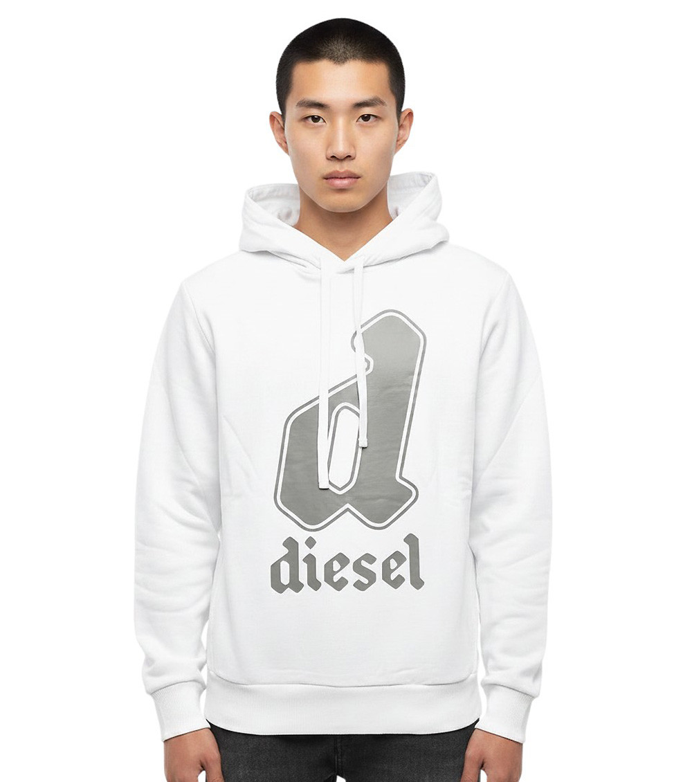 White Logo Regular Hoodie