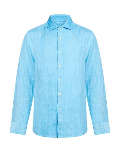 Man Shirt Azure Size L Linen