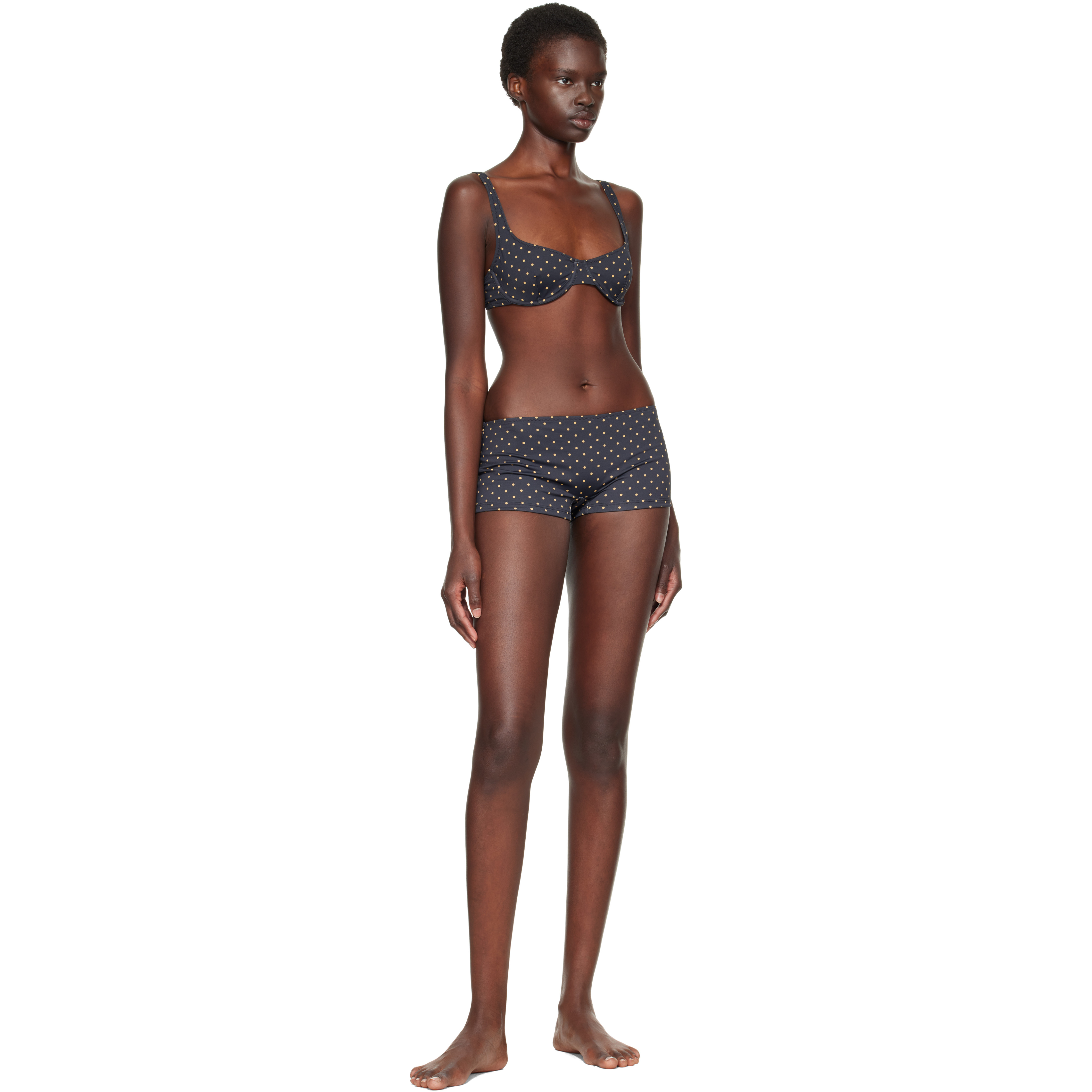 Black Celine Polka Swim Shorts