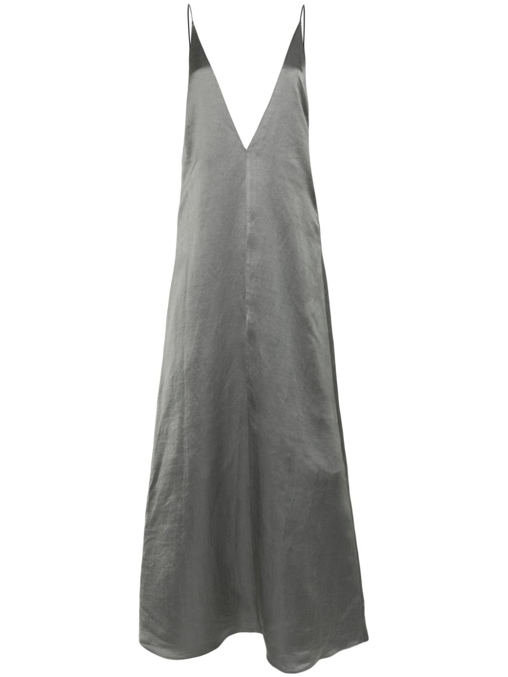 V-neck satin maxi dress - Grey