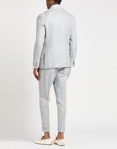 Platinum Man Suit Grey Size 40 Linen, Wool, Silk