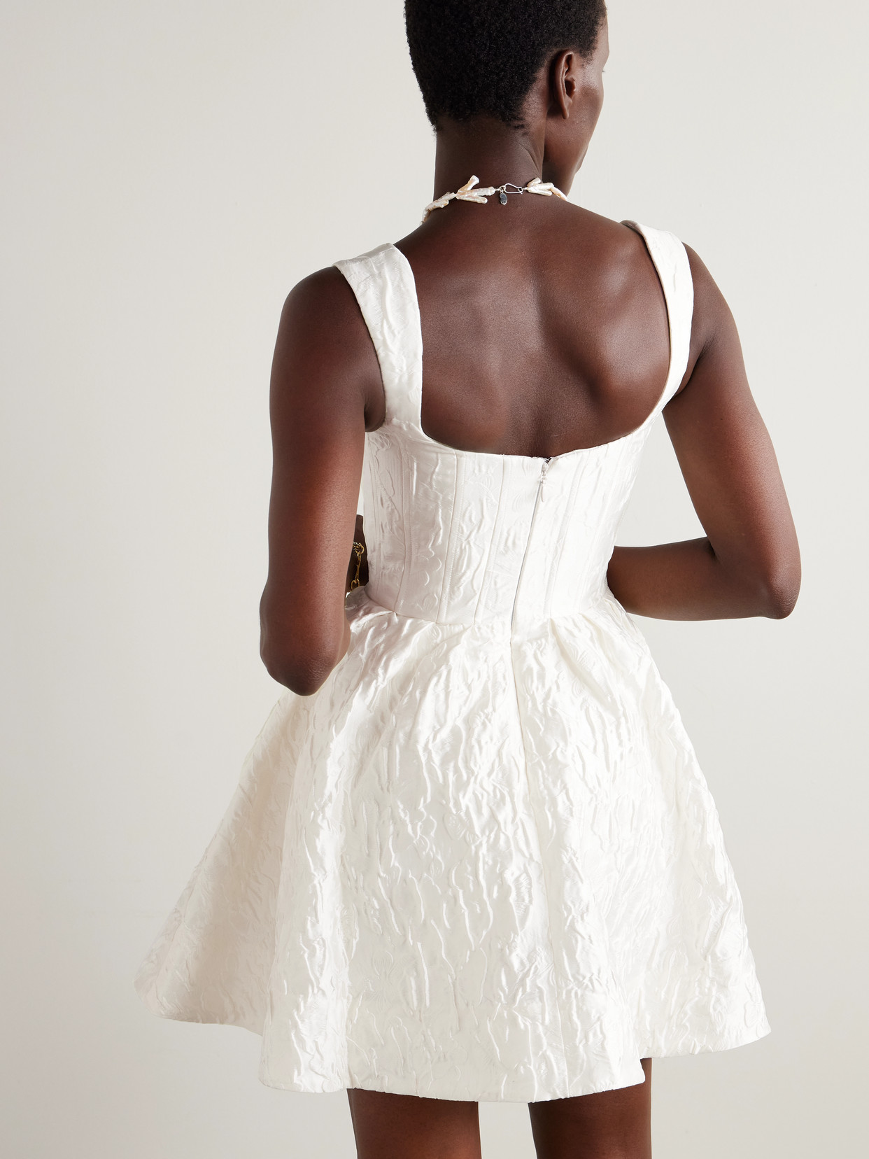 Vanilla Dreams Pleated Cloqué Mini Dress - Ivory