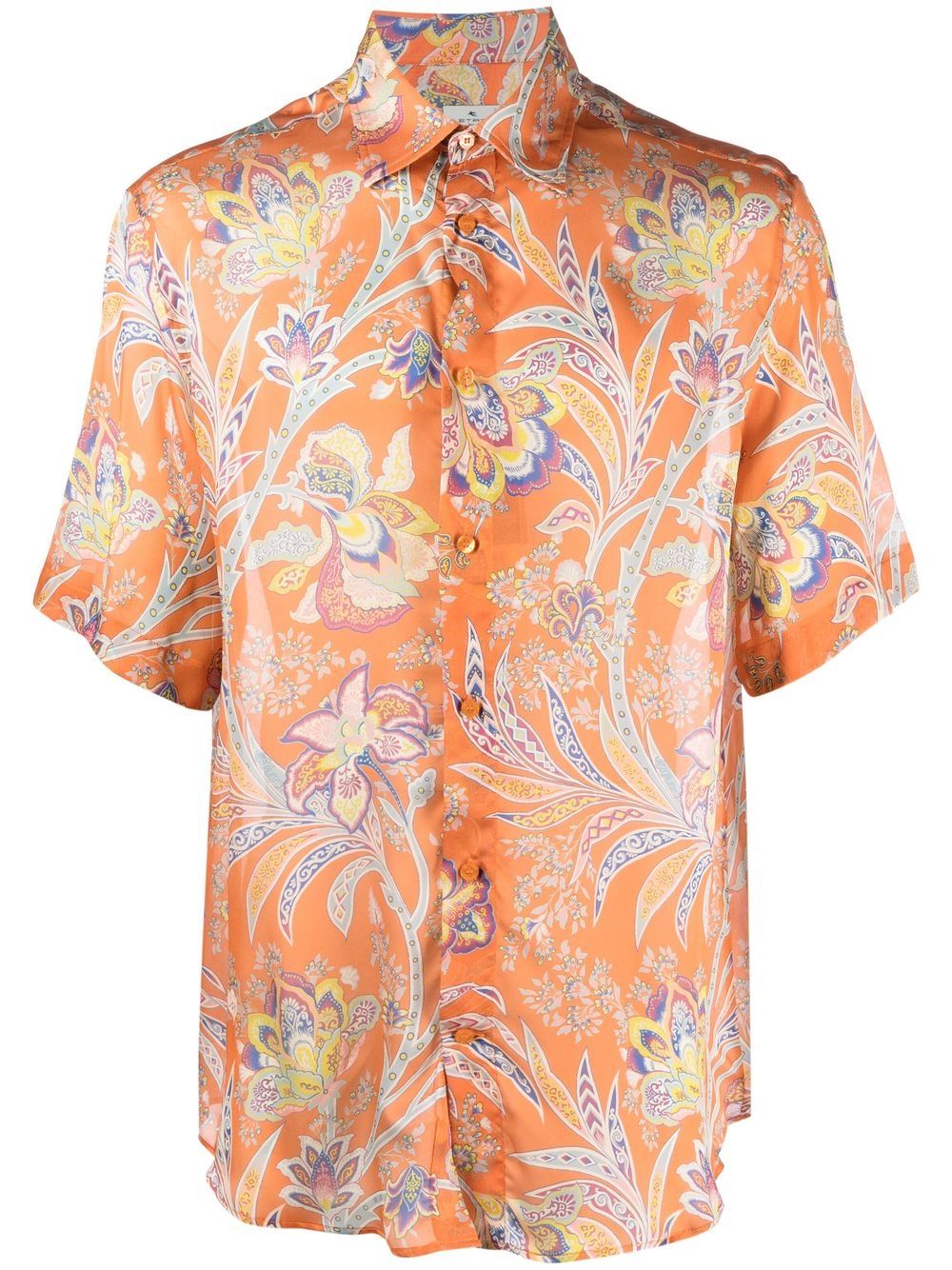 Floral paisley-print silk shirt - Blue