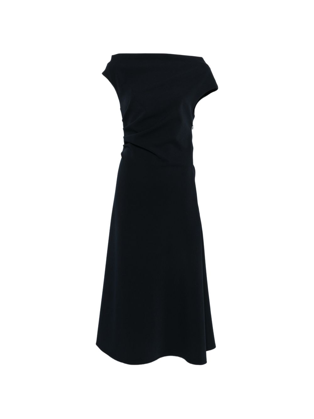 Draped Boat Neck Dress — Black