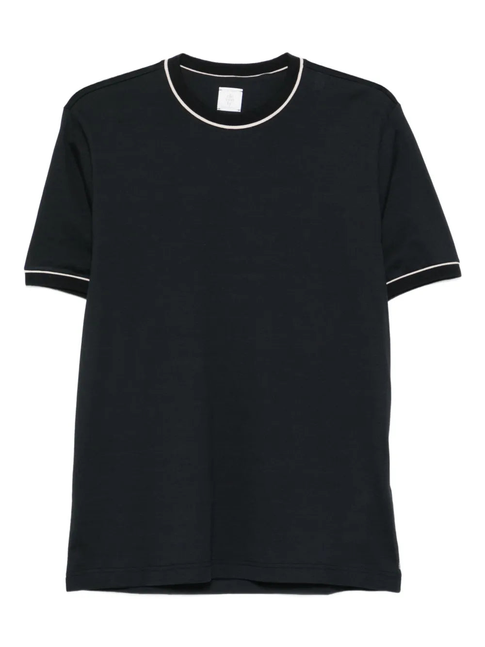 Piped-Trim Cotton T-Shirt — Black