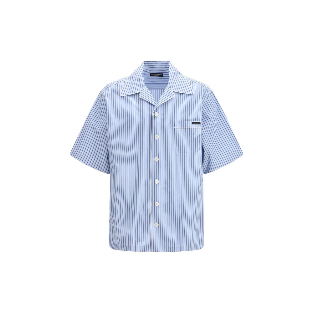Striped Poplin Shirt — Blue