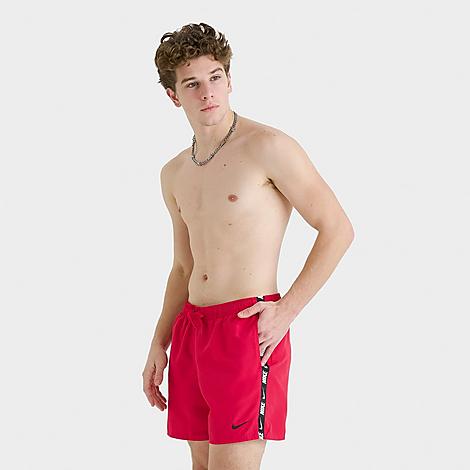 Men's Swim Tape Volley Shorts in University Red/Black
