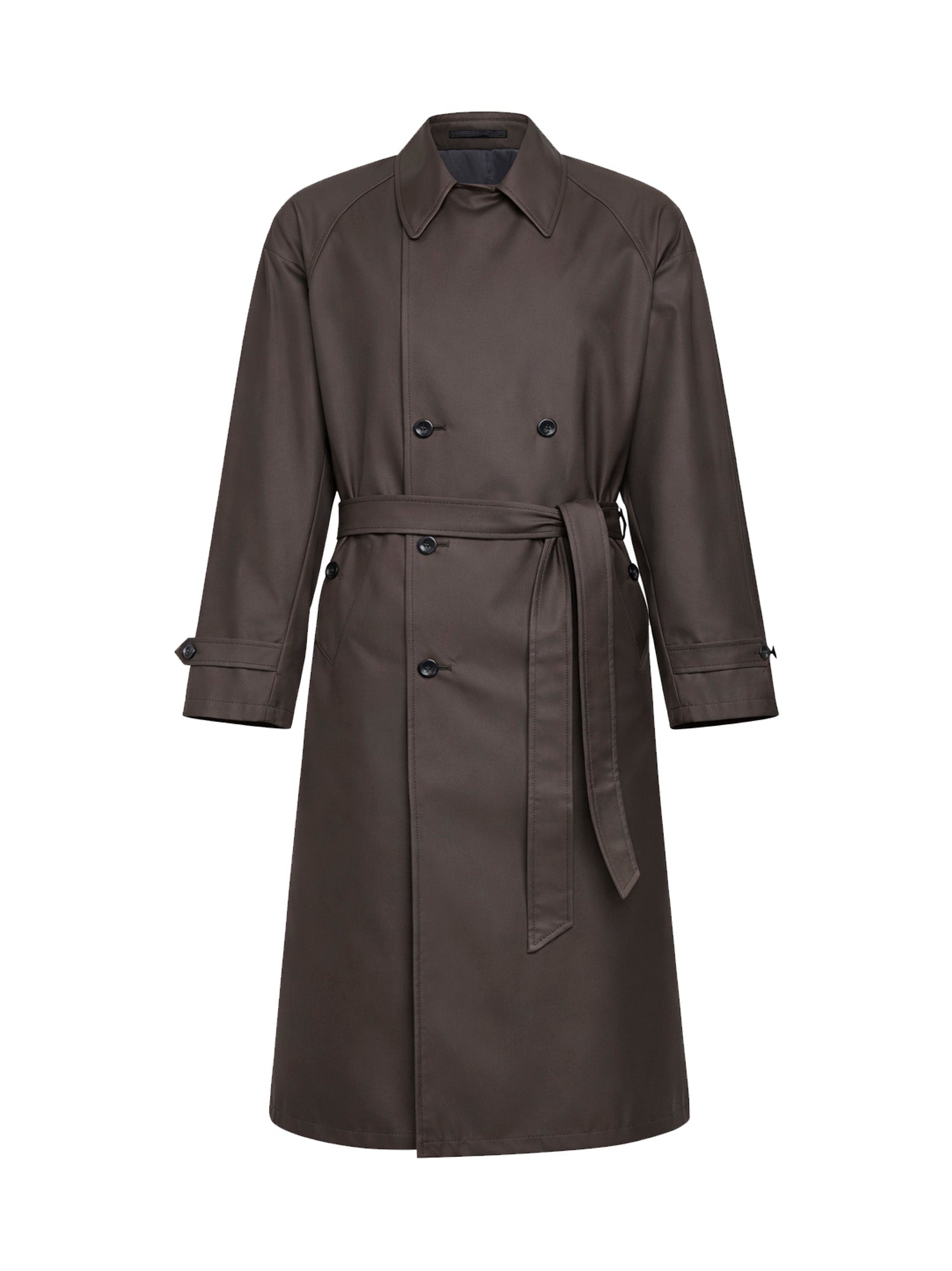 Silk-Blend Twill Trench Coat — Brown