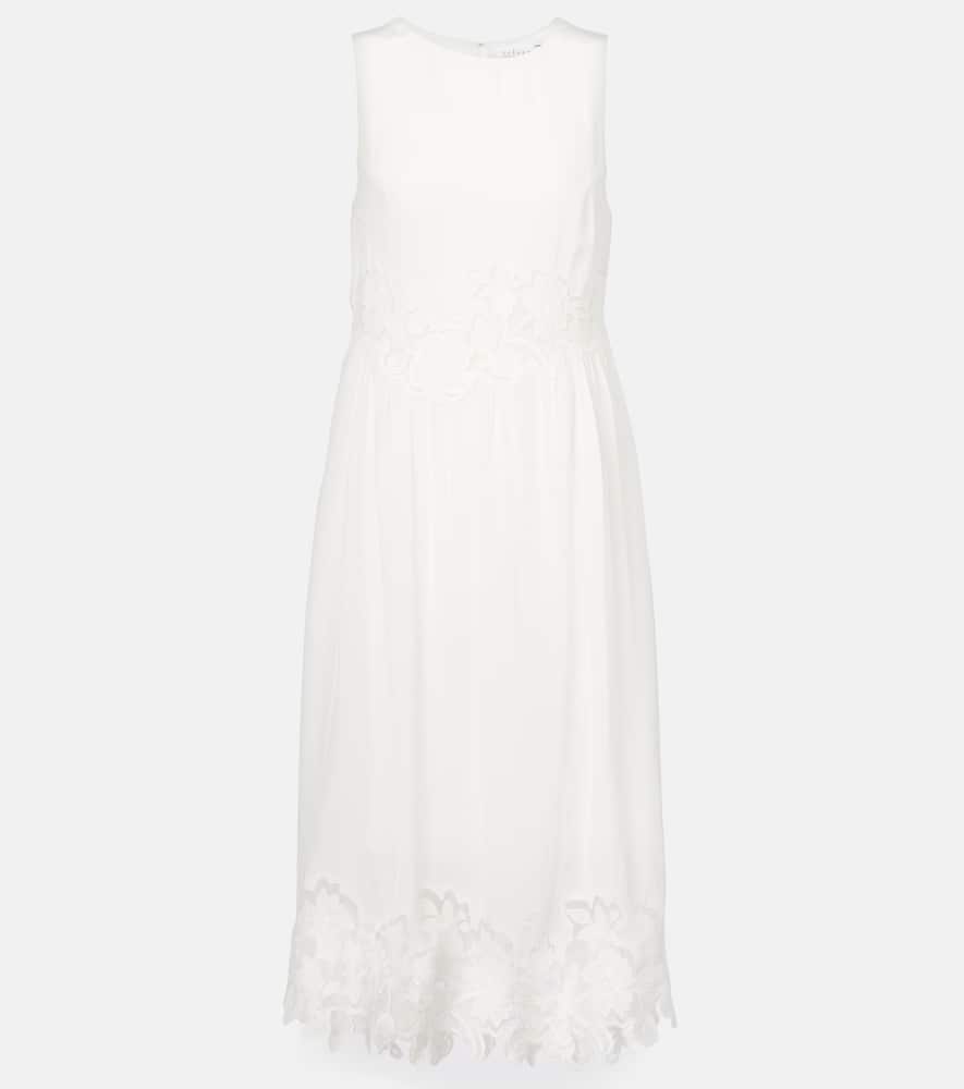Velvet Bianca lace-trimmed midi dress