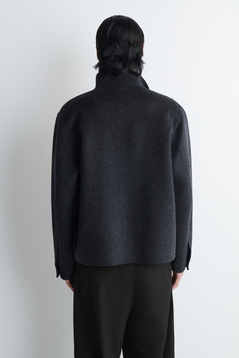 Double-Faced Wool Mock-Neck Jacket
