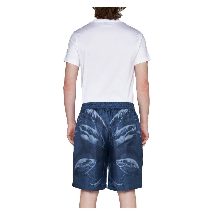 Shark-Print Silk Shorts