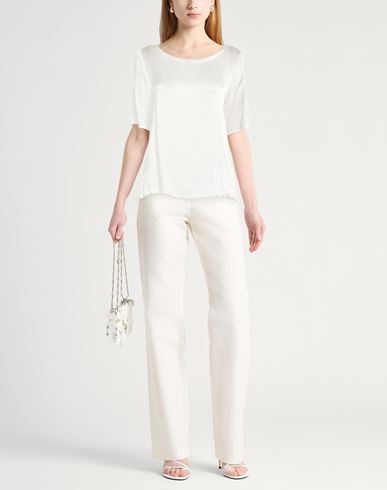 Caractère Woman Top White Size 12 Acetate, Silk