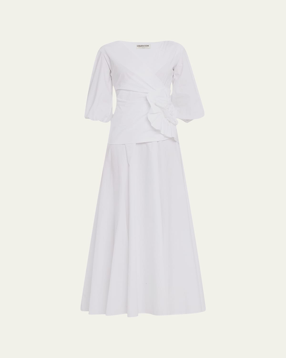 Flower-Embellished Stretch Cotton Maxi Dress