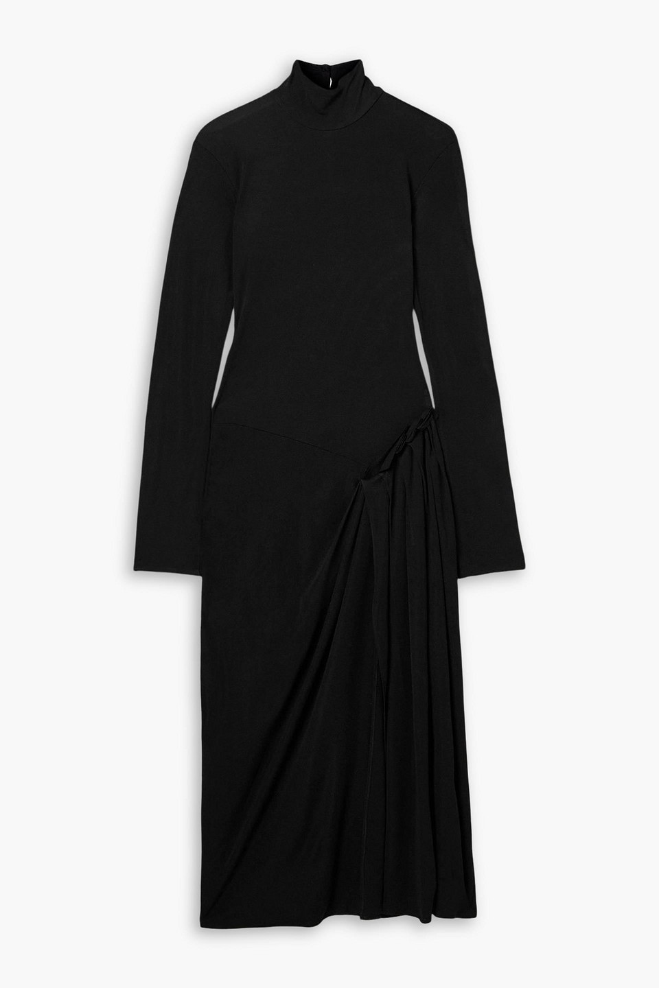 Vento pleated draped jersey midi dress - Black - UK 8