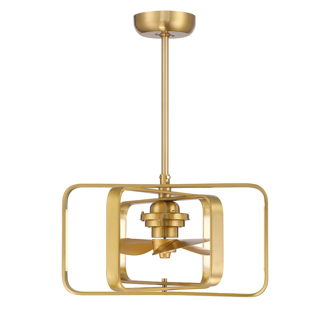 Warm Brass LED Fan D'Lier from the Lynx Collection