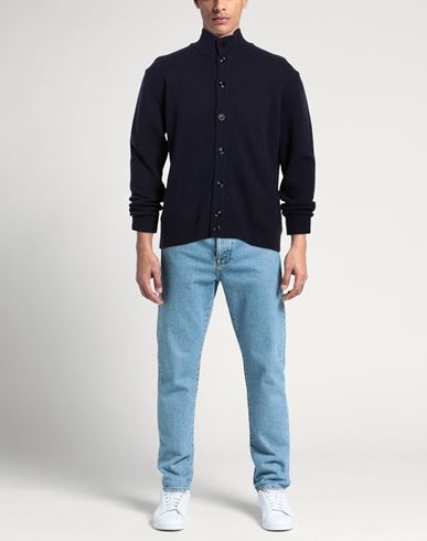 Man Cardigan Navy Size S Wool, Polyamide