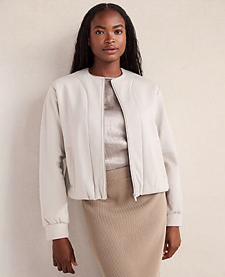 Ann Taylor Haven Well Within Soft-Brushed Fleece Bubble Bomber